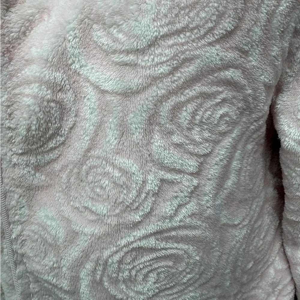 Ella Simone Pink Plush Zip Robe Floral Texture Long Sleeve Large, House Robe